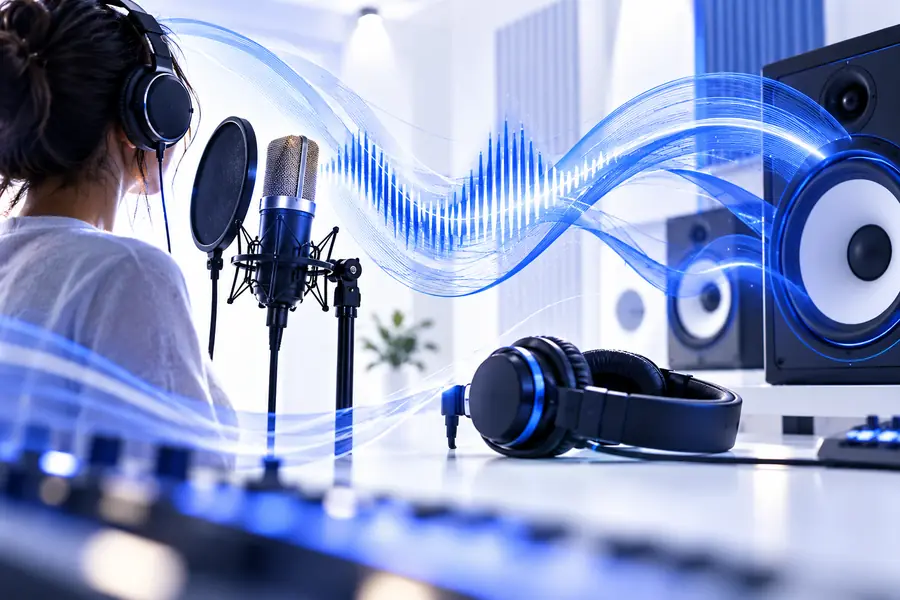 Developed music vocal concept represented in a production setting