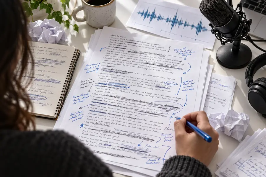 Unrevised voice ai draft with dense source text