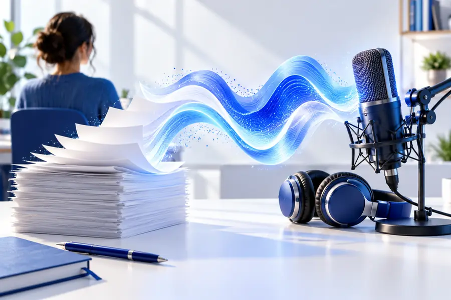 Generated spoken-audio workflow shown after conversion