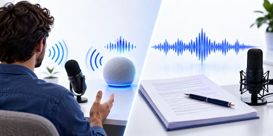 Focused AI voice generator output for a scripted sample