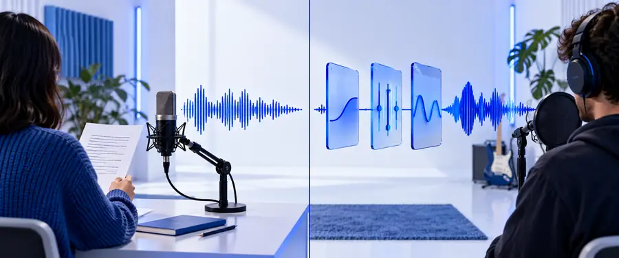 Comparison view showing a prepared Voice Ai narration workflow